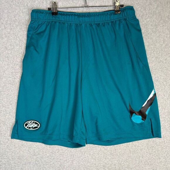 Nike Men's Large Blue Retro Style Athletic Fit Shorts Big Swoosh Dri-Fit - Picture 1 of 8